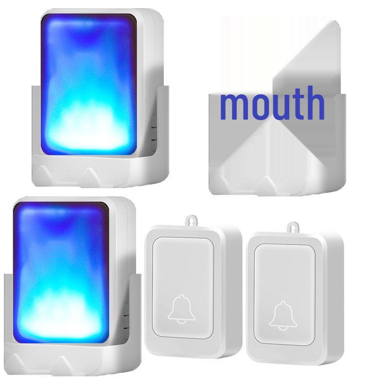 Wireless Battery-Powered Doorbell with Strong Flash, Service Call Button for Hearing Impaired and Elderly, Optional Mute Function.
