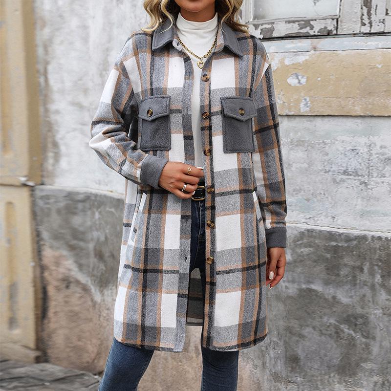European & American Autumn/Winter Retro Plaid Shirt Jacket