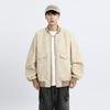 Autumn new large size fat couple casual Hong Kong style PU leather jacket men's loose solid color coat