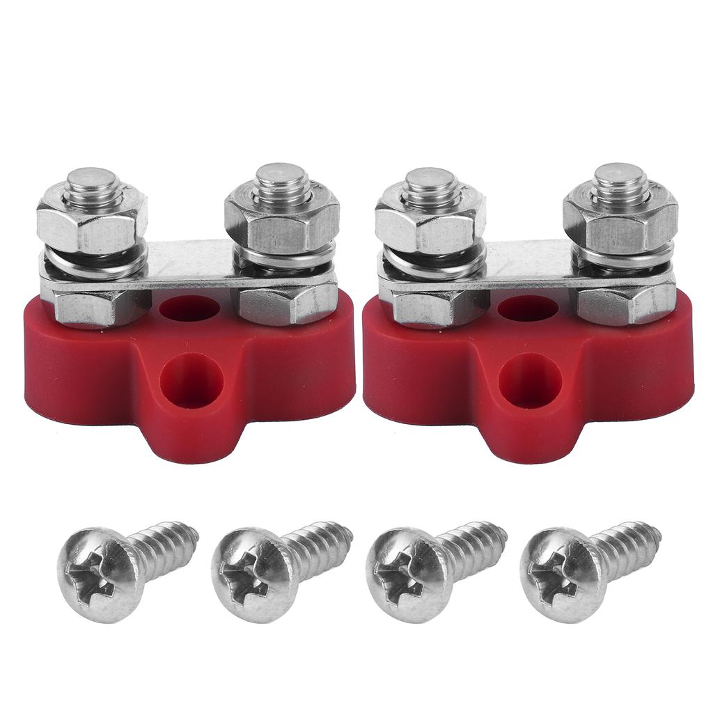 2pcs 5 16in M8 Terminal Stud Red Heavy Duty Wiring Junction Block Parts for 12‑48V Trucks RVs Boats
