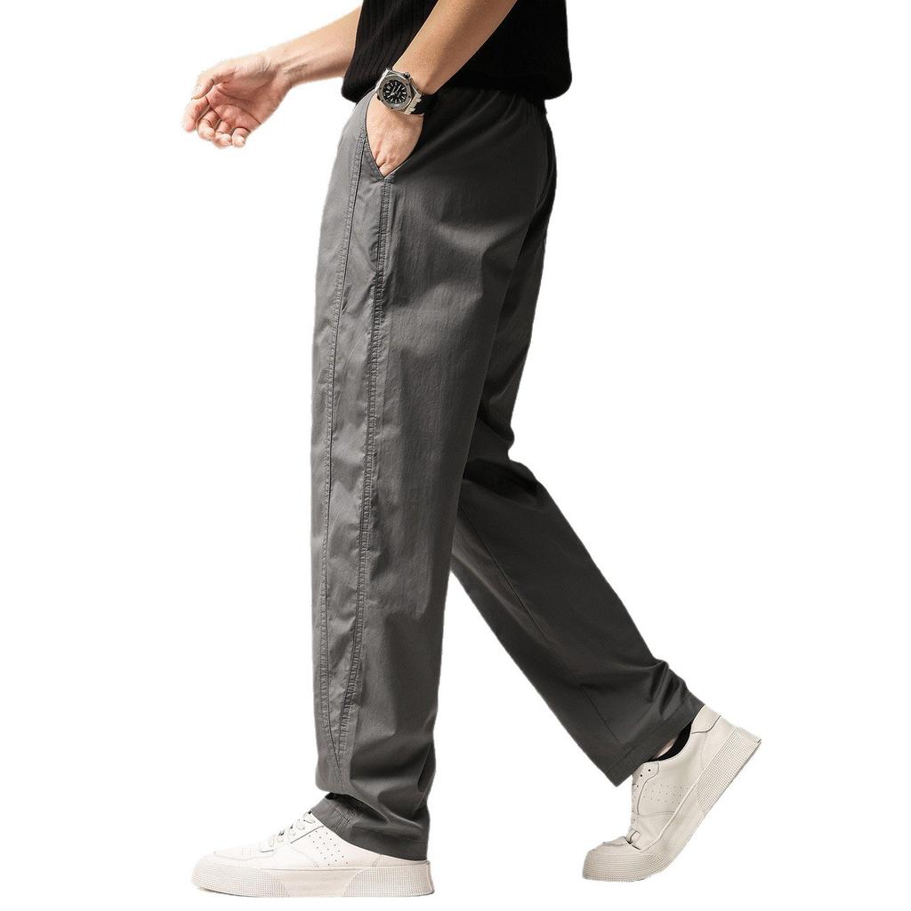 High-end American Retro Simple Straight Casual Pants Men's Summer Thin Loose Wide-leg Sports Tooling Splicing Trousers