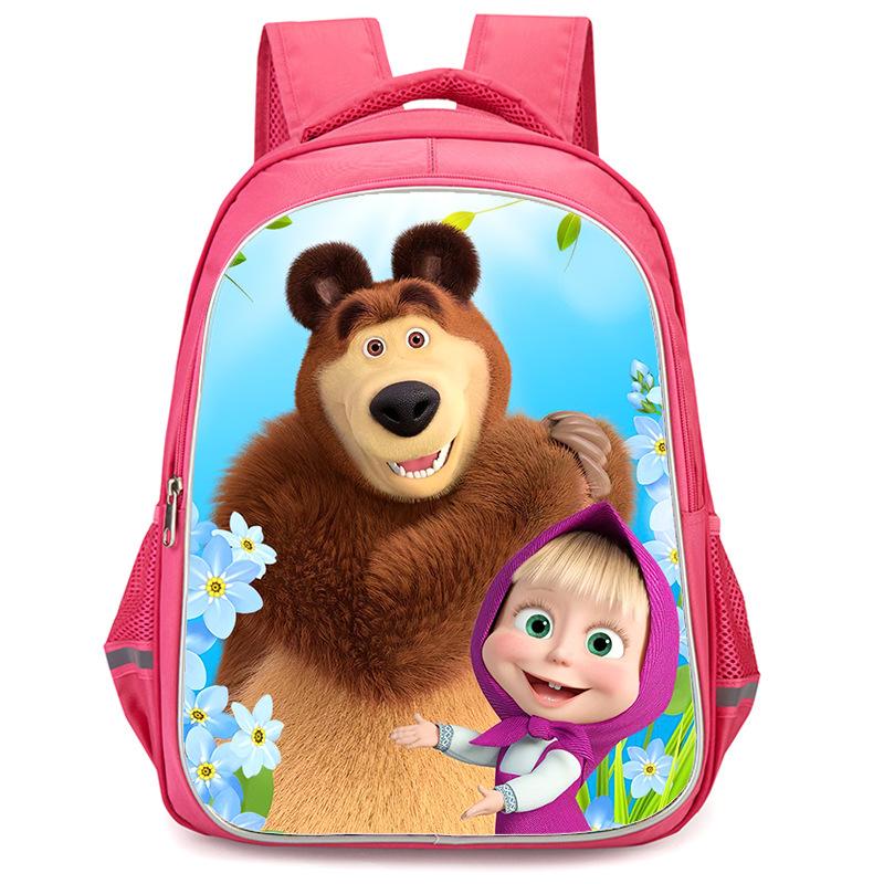 Masha And Bear School Bag Elementary School Cartoon High Definition Printing Large Capacity Zipper Oxford Lightweight Ridge Backpack