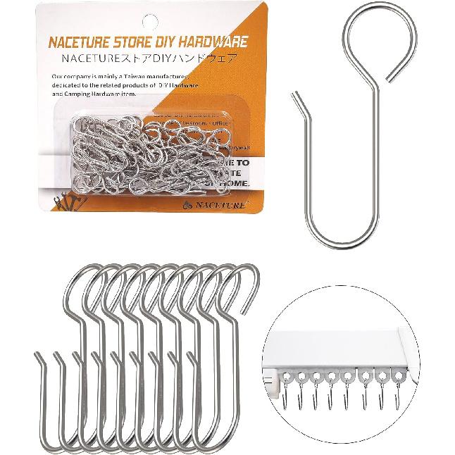 Metal Curtain Hooks for Drapes – 100 Pack Drapery Hooks Curtain Track Hooks Hanger S Hooks Stainless Steel Hardware Hooks Small Clips for Ceiling 50 Pack