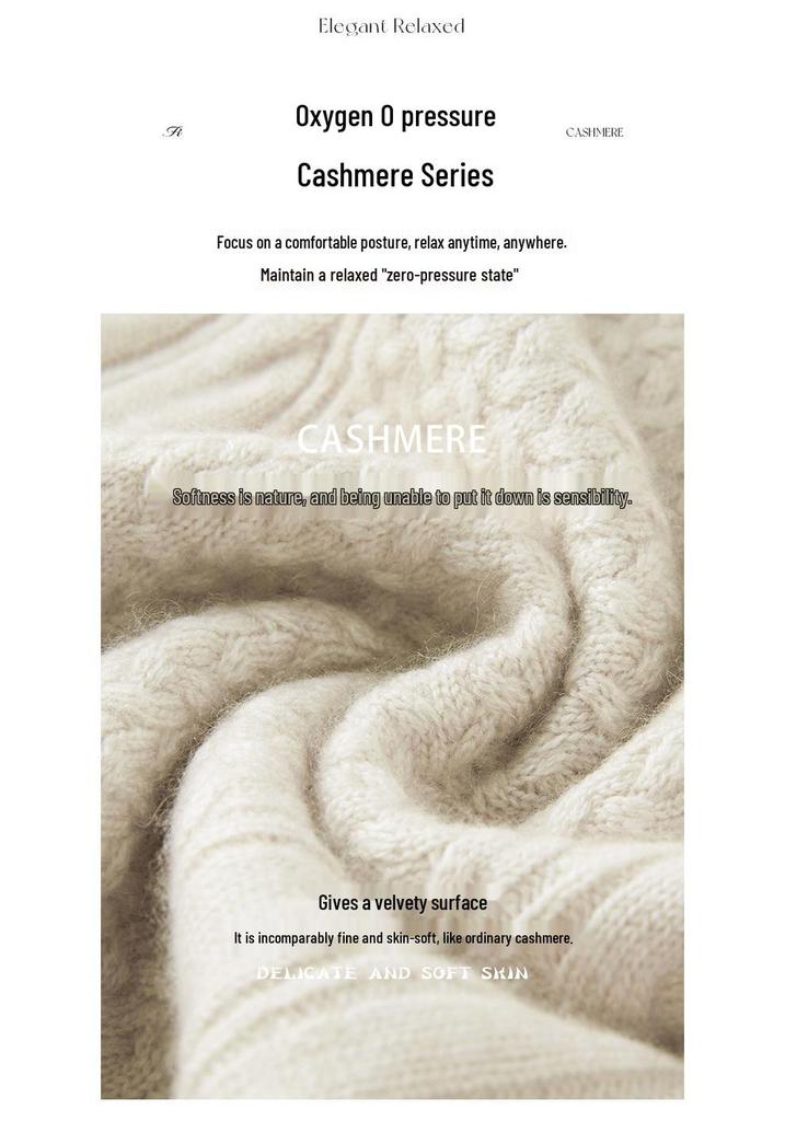 Women's Heavy Knit Cashmere Aran Sweater: Saddle Shoulder, Round Neck, Long Sleeve Pullover for Autumn/Winter, Solid Color, Casual & Versatile.
