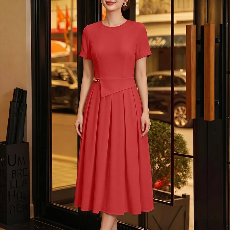 ZANZEA Women Elegant Casual Round Neck Summer Short Sleeve Dress S