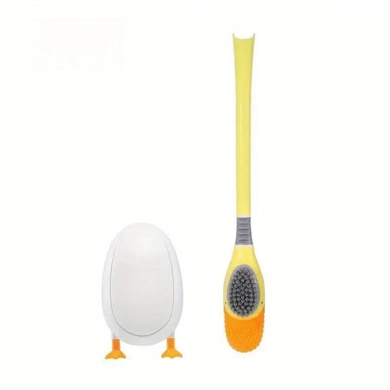 Silikonový kartáč na WC ve tvaru kachničky s držákem a ergonomickou rukojetí