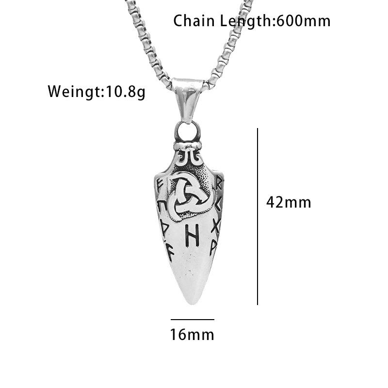 Stainless Steel Retro Men's Nordic Spear Pendant Creative Scandinavian Arrow Necklaces Odin Rune Male Jewelry