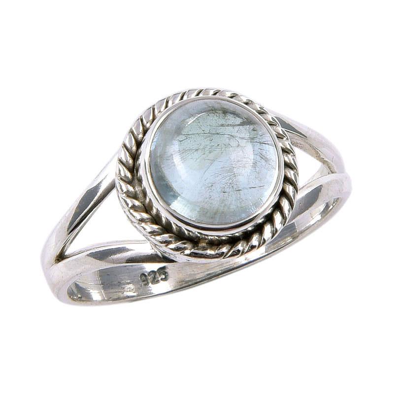 Natural Aquamarine Gemstone 925 Solid Sterling Silver Jewelry Ring Size 7.5 M6t22