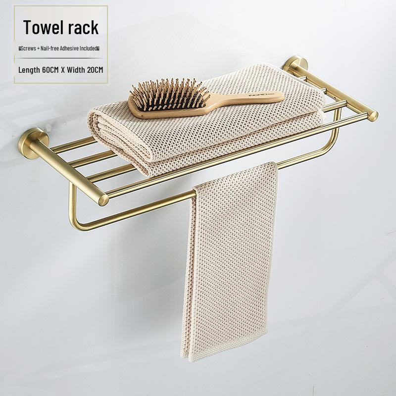 Minimalist Brushed Gold Towel Rack - 304 Stainless Steel Bathroom Hardware Hanger