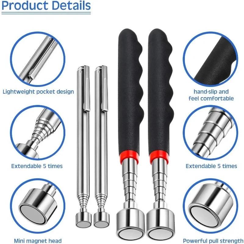 Retractable Magnetic Pickup Tool Telescoping Magnet Stick With Strong Suction Magnet Capacity For Picking Up Nut Bolt