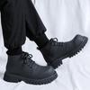 Winter Velvet Lace Up Outdoor Ankle Boot Business Formal High Top Leather Shoes New Thick Soled Round Toe Men's Motorcycle Boots