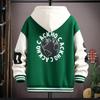 Plus Size Men's Autumn and Winter Lambswool Cardigan Hooded Sweater  Padded and Thickened Top Coat