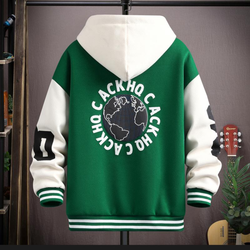 Plus Size Men's Autumn and Winter Lambswool Cardigan Hooded Sweater  Padded and Thickened Top Coat