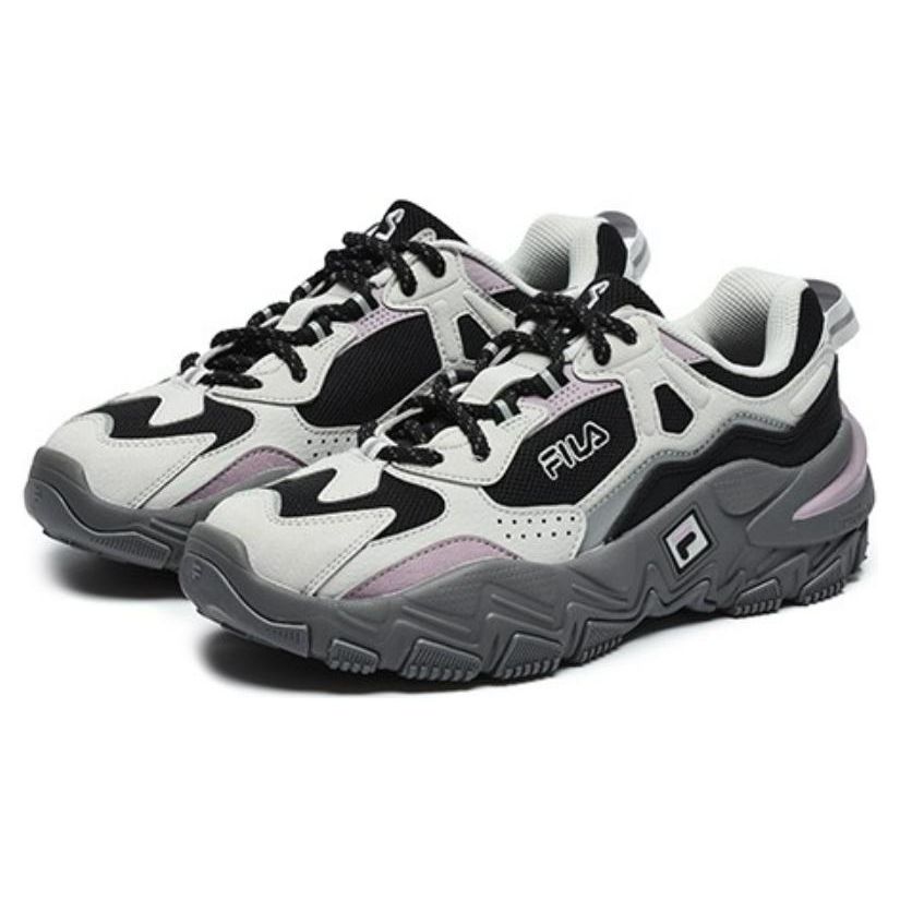 Fila Predator 2 Fabric Synthetic Leather Retro Sports Versatile Durable Lightweight Low-Top Casual Shoes Women Sneaker Black Gray F12W232140FBA