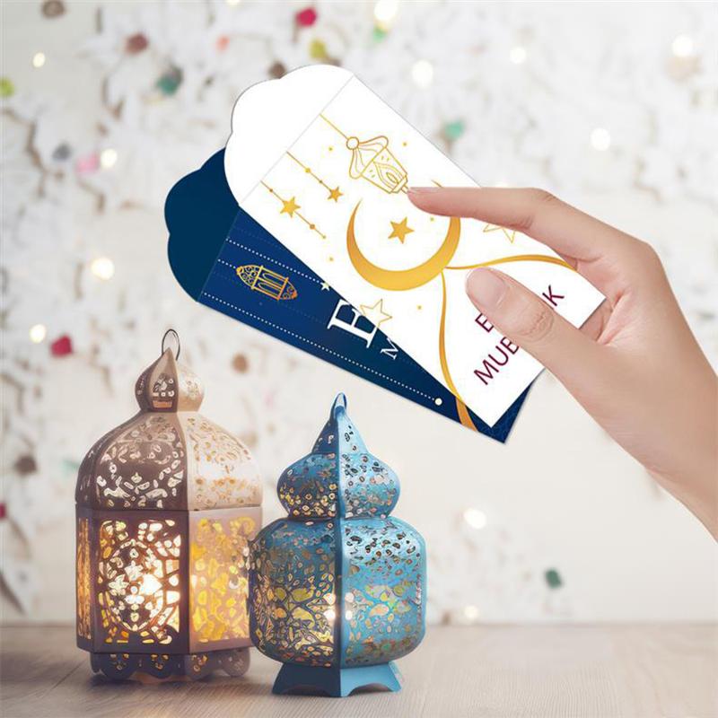 6Pcs Eid Mubarak Cash Envelopes Gift Money Cards Decorative Paper Bag Ramadan Kareem Decoration Islamic Muslim Eid Al-Fitr