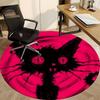 1PC Cat Night Office Round Area Rug, Mat Suitable For Office, Under Office Chairs Bedroom Living Room Home Decor, Room Deco
