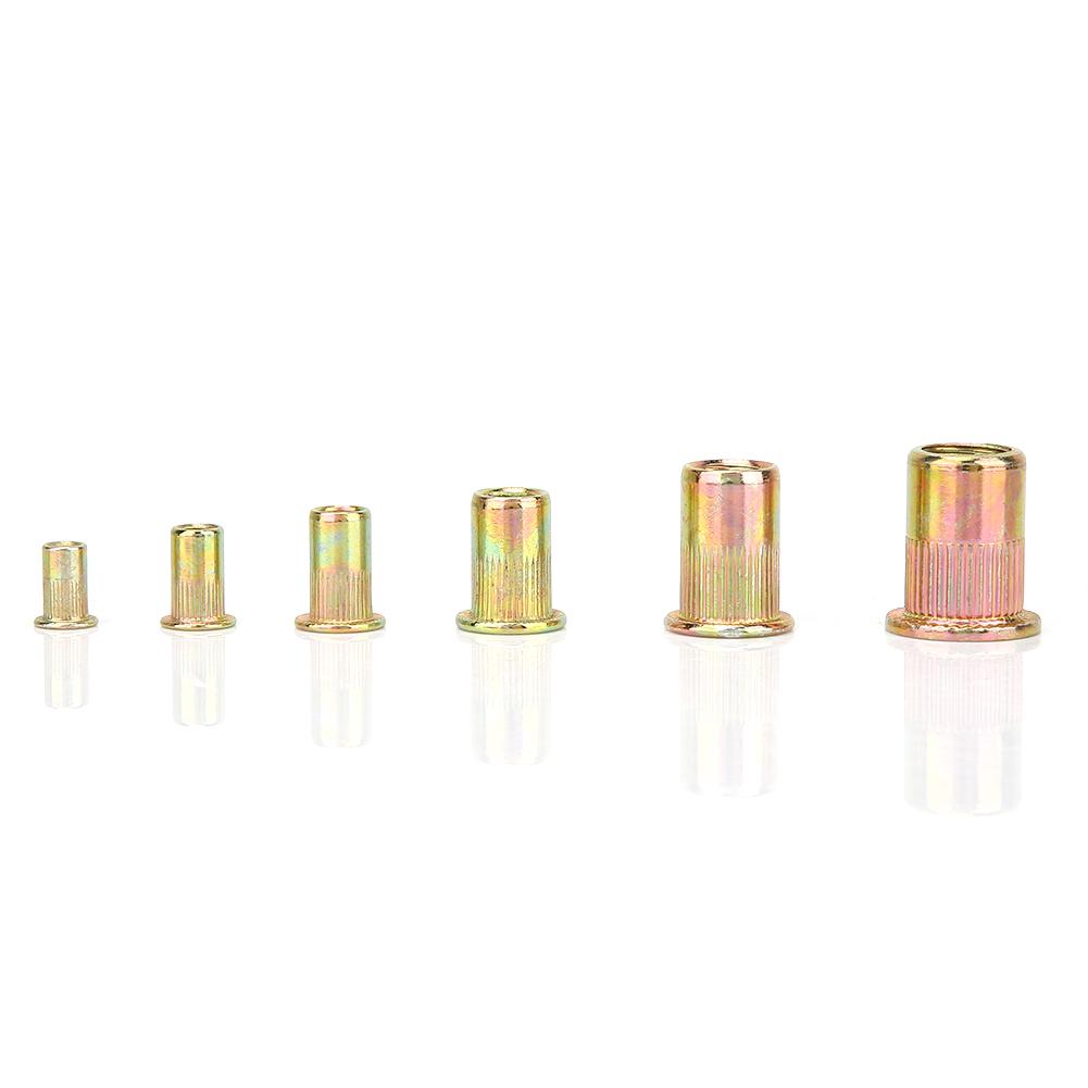 180pcs M3 M10 Rivet Nut Kit Zinc Plated Carbon Steel Flat Head Threaded Insert Rivet Nutsert
