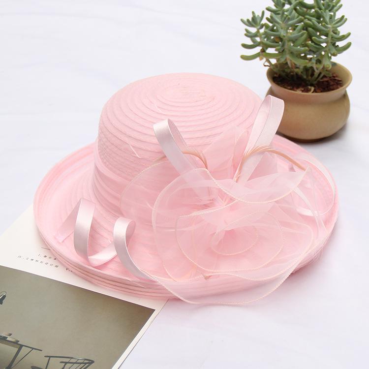 Sunscreen Sun Hat Organza Flower Mesh Sun Hat Spring And Summer Foldable Women'S Crimped Top Hat