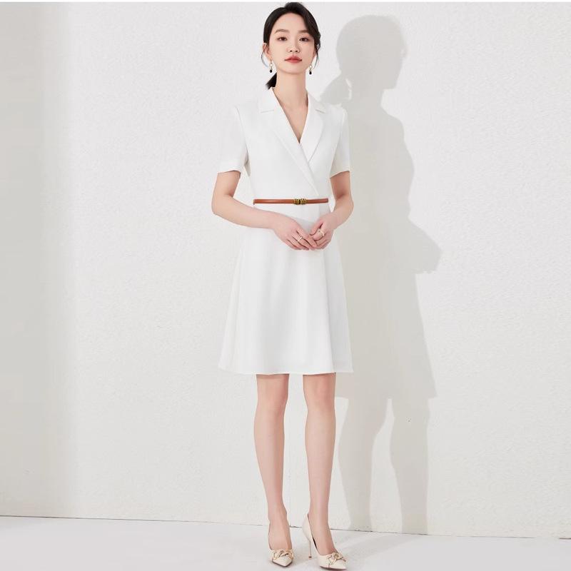 Women's Summer White Short Sleeve Professional Dress Skirt Suit - Slimming OL Workwear Fashion