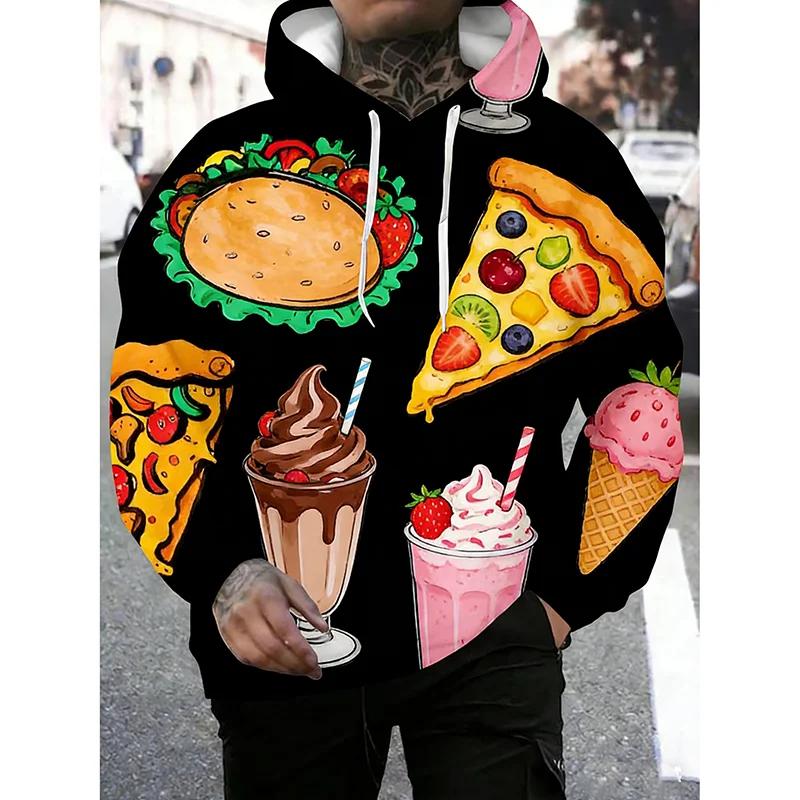 Fashion Versatile Men's Food Printed Hoodie Casual Comfort Hoodies Sweatshirts Men’s