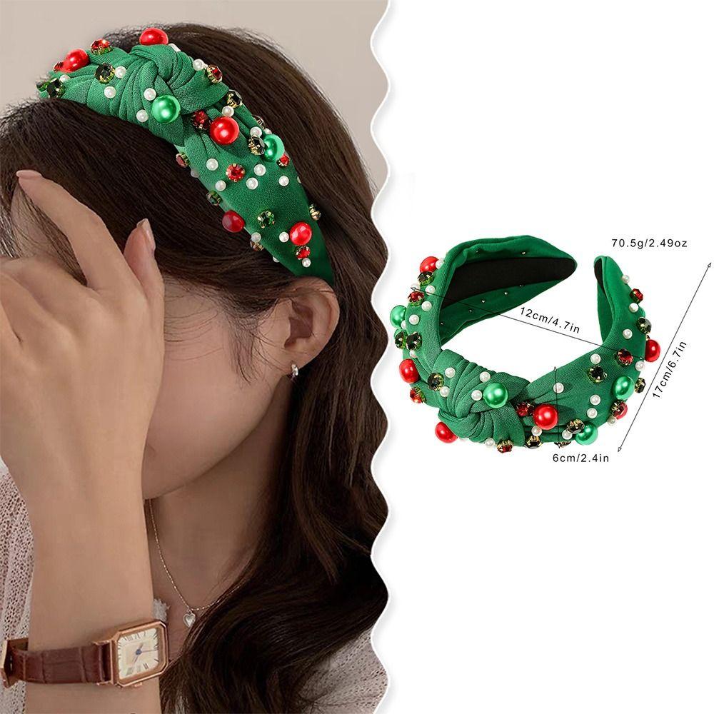 Crystal Top Knot Headwear Beaded Head Hoop Luxury Christmas Wide Headbands  Women