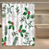 1Pc Fresh Christmas Pine Branch Pattern Shower Curtain, Polyester Fabric, Machine Washable, Suitable For Bathroom Decoration