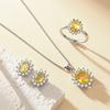 Blue Red Yellow Green Purple and White Gemstone Zircon Princess Crown Necklace Set Ring Earrings Pendant Female
