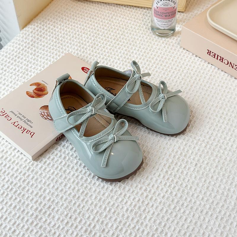 Little Girl Shallow Mouth Mary Jane Leather Shoes 2025 Spring and Autumn New Korean Version of Girls Bow Princess Shoes Soft Sole Single Shoes