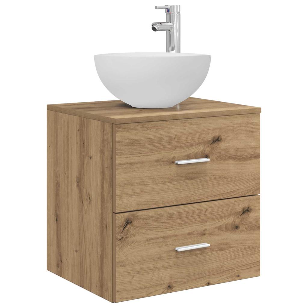 5 Piece Bathroom Furniture Set Artisan Oak Engineered Wood and Glass