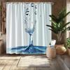 Water Drop Splash Shower Curtain, Blue & White Design, Fade-Resistant Polyester,  Machine Washable, Splash Effect Bath Decor