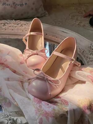 Japanese Kawaii Shoes Women Lolita Style Bow Design Sweet Sandals Female Pure Color Buckle Casual Mary Janes Shoes Summer