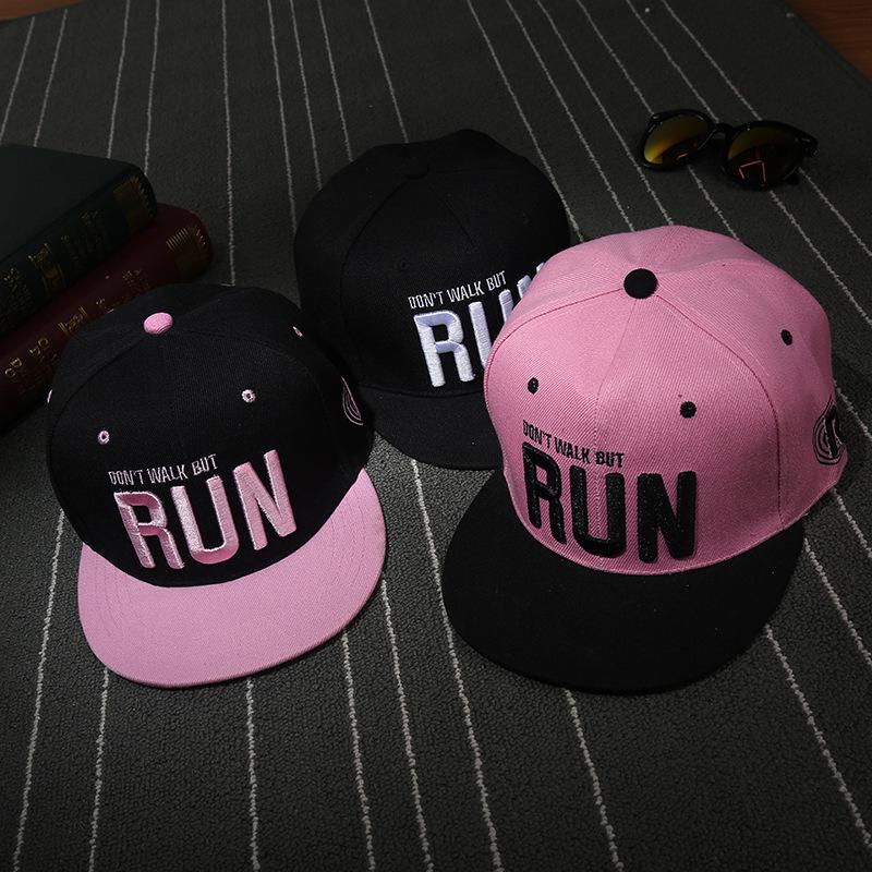 RUN Letter Embroidery Korean Style Flat Brim Baseball Cap – Unisex Spring/Summer Street Dance and Sun Protection Hat