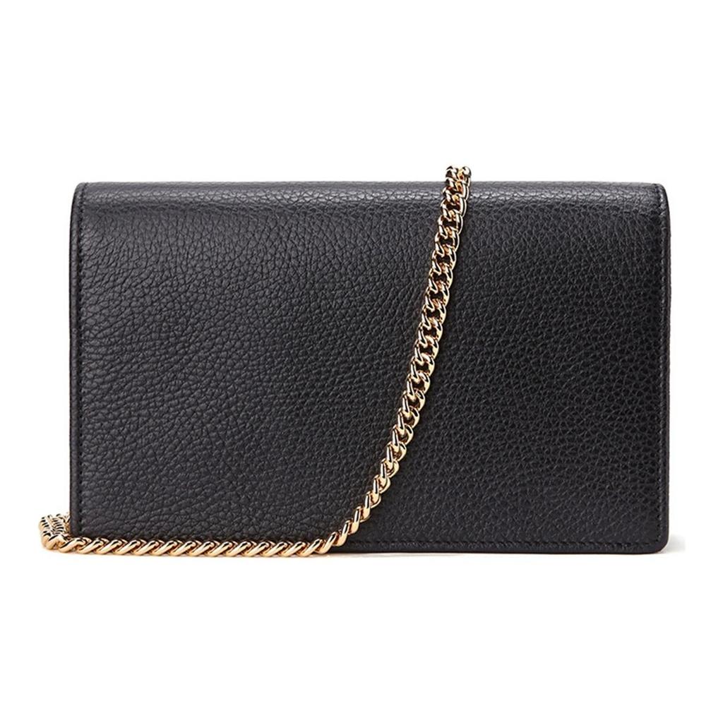 Gucci GG Marmont Leather Chain Crossbody Bag In Black For Women Daily Use