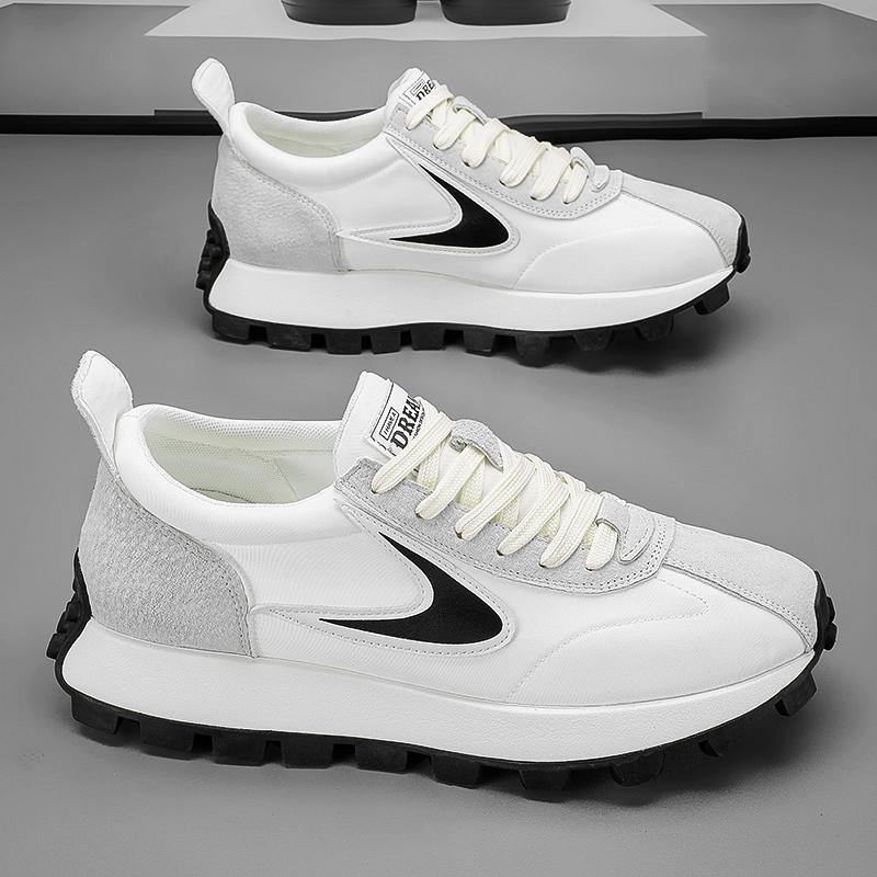 Couple Men Women Chunky Sneaker Running Shoes Fashion Casual Leather Fabric Breathable Height Increased Platform Sports Shoes