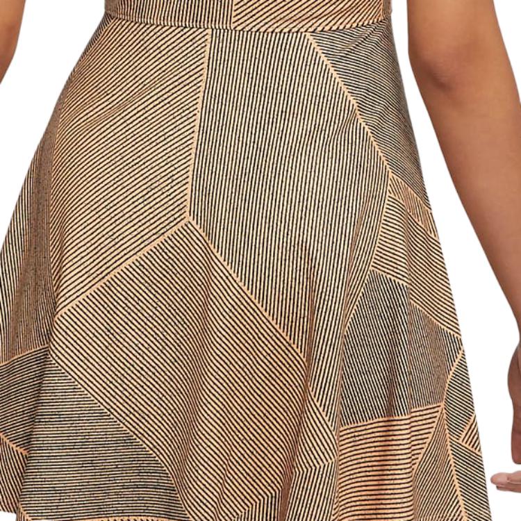 Nike Dri-Fit Striped Print Quick-Dry Breathable Sleeveless A-Line Tennis Dress Women Dress Brown DD2745-811