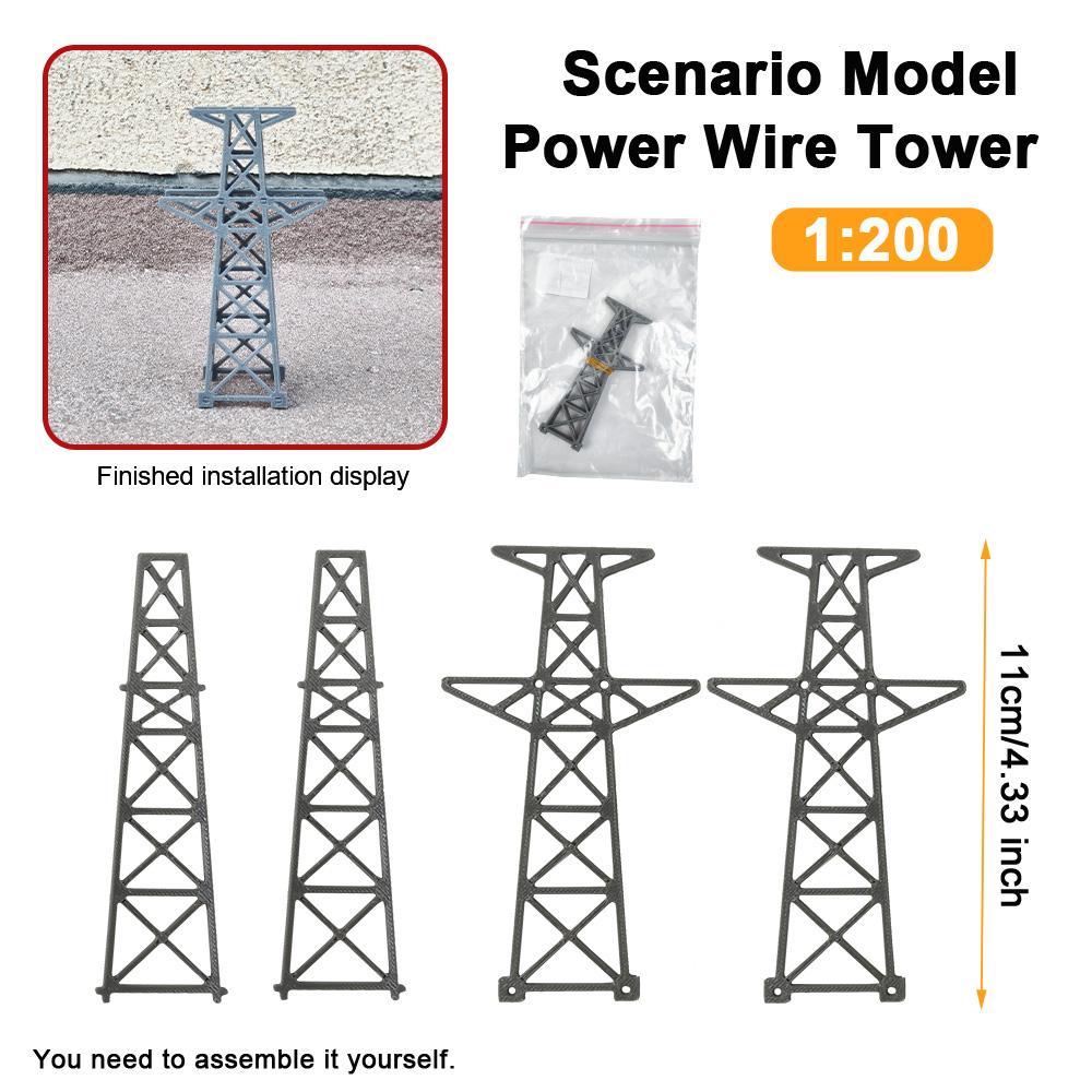 

1:150/1:200 Scale High Voltage Line Tower Model ABS Transmission Cable Tower For Railway Train Sand Table Assembly Toys 1PCS