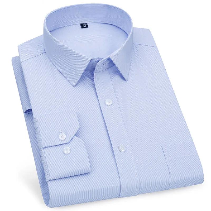 Men's Business Casual Shirts Purple Blue Cotton Regular Fit Long Sleeve Classic Plaid Striped Checked Social Work Dress Shirts