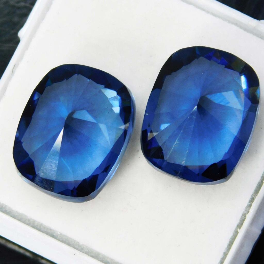 16.90 Ct NATURAL Sapphire BLUE Cushion Cut CERTIFIED Loose Gemstone Pair A-5185QQQ