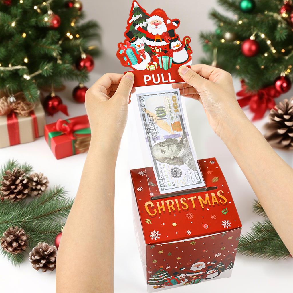 Christmas Money Box Merry Christmas Decorations for Home 2025 Navidad Santa Claus Cash Pull Box Xmas Ornament New Year Gift 2026
