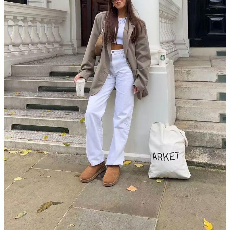 And Winter New Arrival European and American Beauty Bloggers Ins Style Easiest for Match High Waist Wide Leg Pants Loose Straight-leg Mop Denim Female