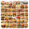 50Pcs Cute Cartoon Burger Stickers – Waterproof Reusable Decals for Luggage, Laptop, Journal