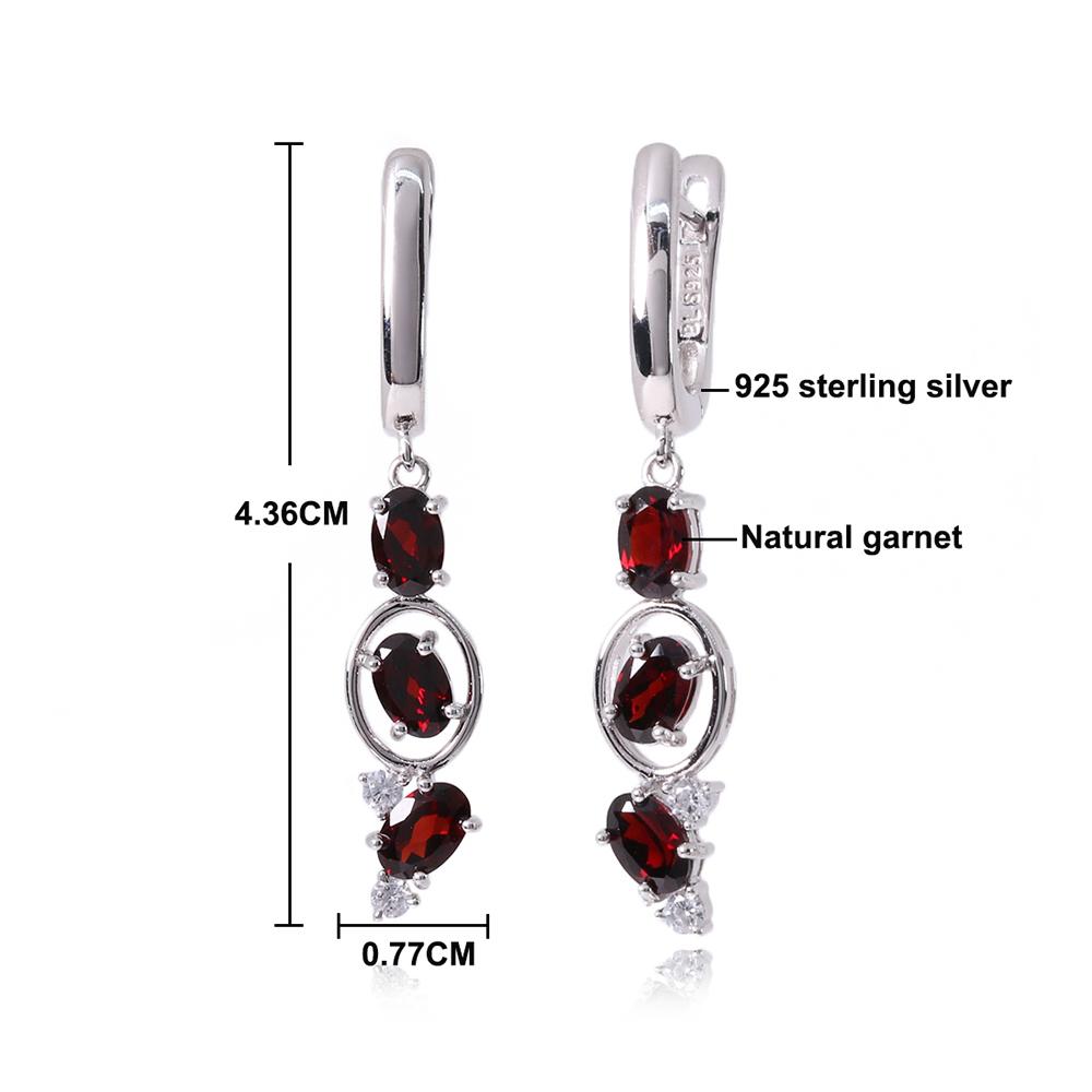 925 Silber Schmuckset mit natürlichen roten Granat-Edelsteinen Ohrringe und Ring für Frauen als schönes Geburtstagsgeschenk