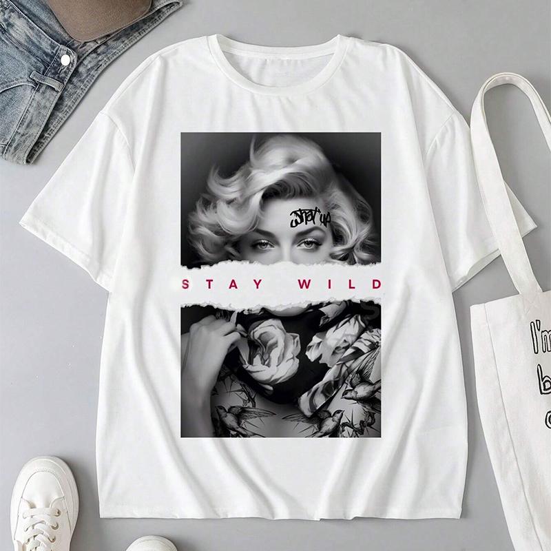 

Fashion Women Creative Rose Poster Portrait Print T Shirt Funny Casual O-neck Short Sleeves T-shirt Summer Female Tee Shirt