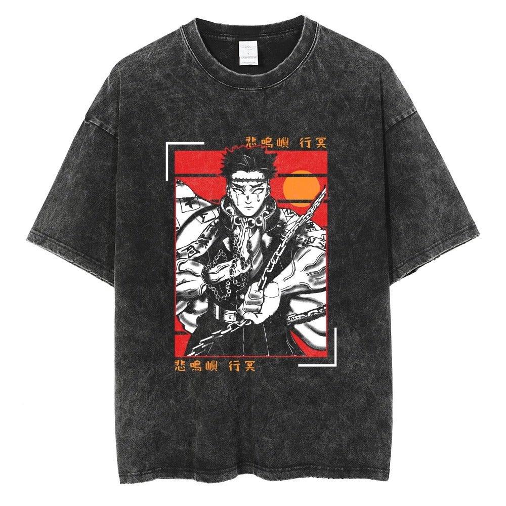Anime Demon Slayer Kamado Tanjirou Printed T Shirt Men Women Washed Cotton Tshirts Manga Casual T-shirt Harajuku Male Tops