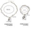 Salircon Modisch Elegant Schwarzer Zirkon Anhänger Halskette Silber Farbe CCB Perlen Armband Set Damen Exquisit Mujer Y2K Schmuck Geschenk
