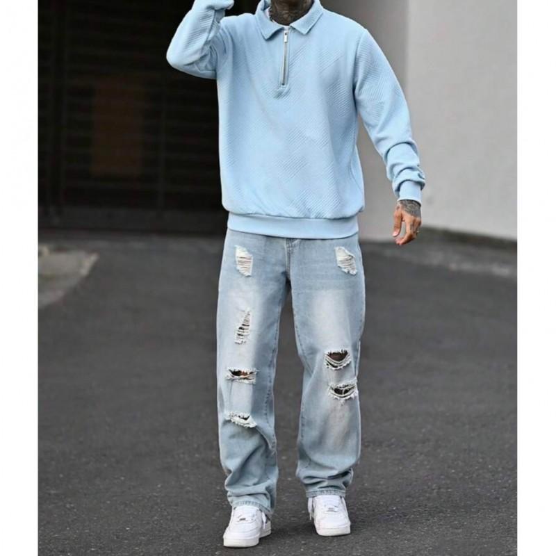 Jeans da uomo 2026 Retro Lavati Usurati Vestibilità Dritta Gamba Larga Casual
