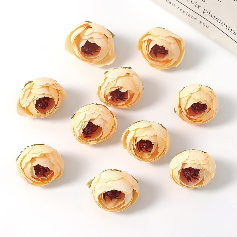 5/10/20Pcs 3cm Silk Tea Roses Heads Artificial Flowers Wedding Home Wedding Decor DIY Wreath Scrapbook Gift Box Fake Flowers