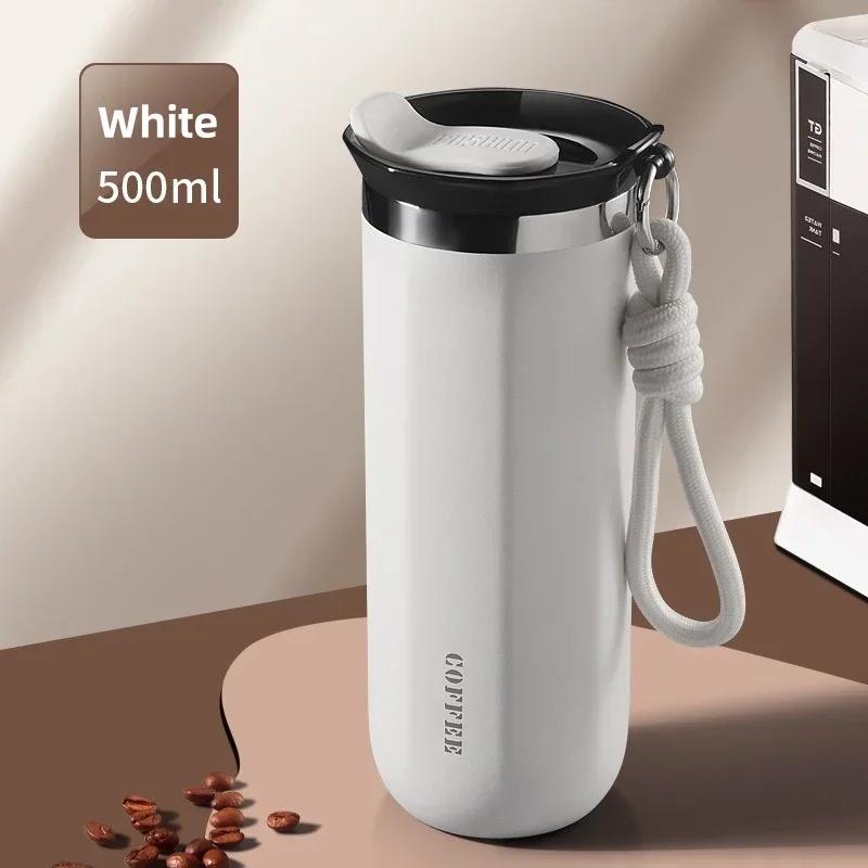 JUSTINLAU Business Thermal Mug Insulated Water Cup Stainless Steel Portable Cold Coffee Cup Gift Cup Leakproof Travle Drinkware