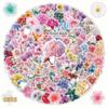 200-Count Holographic Flower Laser Glitter Stickers - Cartoon Style with Hot Stamping for Gift Box Sets