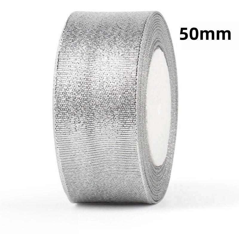 25Yards/Lot 6mm-40mm Gold Silver Glitter Ribbon For DIY Bow Crafts Gift Wrapping Wedding Christmas Decoration Sewing Accessories